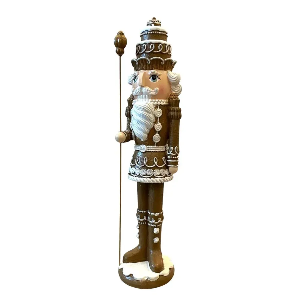 Peppermint Square Christmas GINGERBREAD NUTCRACKER 14in Brown Holiday NEW